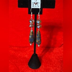 Aqua Golden Quartz & Crystal Earrings.